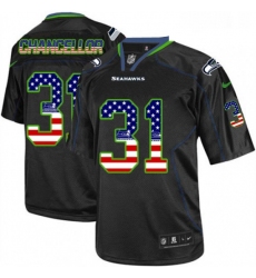Mens Nike Seattle Seahawks 31 Kam Chancellor Elite Black USA Flag Fashion NFL Jersey