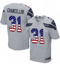 Mens Nike Seattle Seahawks 31 Kam Chancellor Elite Grey Alternate USA Flag Fashion NFL Jersey