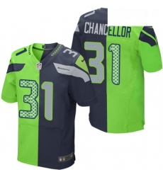 Mens Nike Seattle Seahawks 31 Kam Chancellor Elite NavyGreen Split Fashion NFL Jersey