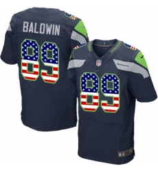 Mens Nike Seattle Seahawks 89 Doug Baldwin Elite Navy Blue Home USA Flag Fashion NFL Jersey