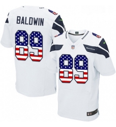 Mens Nike Seattle Seahawks 89 Doug Baldwin Elite White Road USA Flag Fashion NFL Jersey
