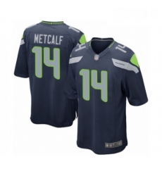 Mens Seattle Seahawks 14 DK Metcalf Game Navy Blue Team Color Football Jersey
