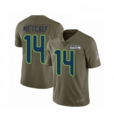 Mens Seattle Seahawks 14 DK Metcalf Limited Olive 2017 Salute to Service Football Jersey