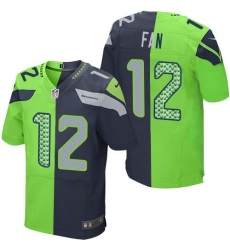 Nike Seahawks #12 Fan Steel Blue Green Mens Stitched NFL Elite Split Jersey