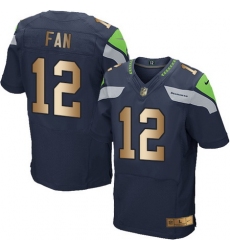 Nike Seahawks #12 Fan Steel Blue Team Color Mens Stitched NFL Elite Gold Jersey
