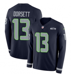 Nike Seahawks 13 Phillip Dorsett Steel Blue Team Color Men Stitched NFL Limited Therma Long Sleeve Jersey
