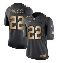 Nike Seahawks #22 C J Prosise Black Mens Stitched NFL Limited Gold Salute To Service Jersey