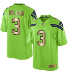 Nike Seahawks #3 Russell Wilson Green Mens Stitched NFL Limited Gold Rush Jersey