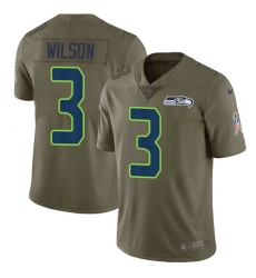 Nike Seahawks #3 Russell Wilson Olive Mens Stitched NFL Limited 2017 Salute to Service Jersey