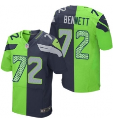 Nike Seahawks #72 Michael Bennett Steel Blue Green Mens Stitched NFL Elite Split Jersey
