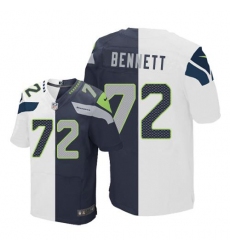 Nike Seahawks #72 Michael Bennett White Steel Blue Mens Stitched NFL Elite Split Jersey