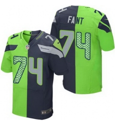 Nike Seahawks #74 George Fant Steel Blue Green Men Stitched NFL Elite Split Jersey