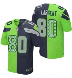 Nike Seahawks #80 Steve Largent Steel Blue Green Mens Stitched NFL Elite Split Jersey
