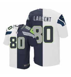 Nike Seahawks #80 Steve Largent White Steel Blue Mens Stitched NFL Elite Split Jersey