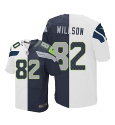 Nike Seahawks #82 Luke Willson White Steel Blue Mens Stitched NFL Elite Split Jersey