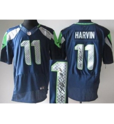 Nike Seattle Seahawks 11 Percy Harvin Blue Elite Signed NFL Jersey
