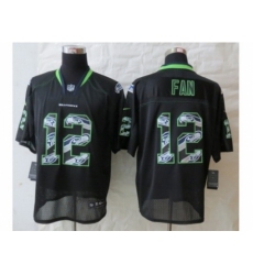 Nike Seattle Seahawks 12 Fan Black Elite Lights Out Fashion NFL Jersey