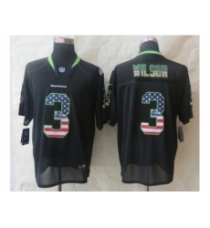 Nike Seattle Seahawks 3 Russell Wilson Black Elite USA Flag Fashion NFL Jersey