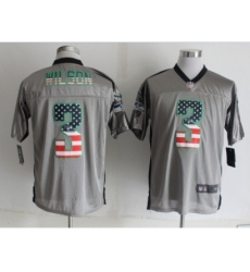 Nike Seattle Seahawks 3 Russell Wilson Grey Elite USA Flag Fashion Shadow NFL Jersey