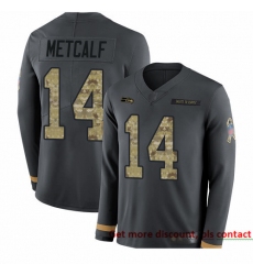 Seahawks 14 D K  Metcalf Anthracite Salute to Service Men Stitched Football Limited Therma Long Sleeve Jersey