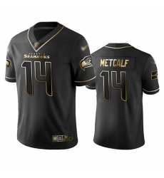 Seahawks 14 D K  Metcalf Black Men Stitched Football Limited Golden Edition Jersey
