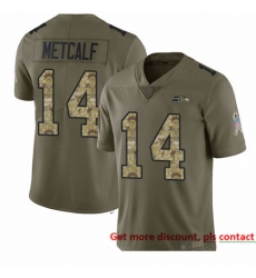 Seahawks 14 D K  Metcalf Olive Camo Men Stitched Football Limited 2017 Salute To Service Jersey