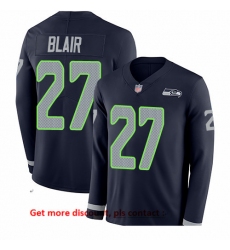 Seahawks 27 Marquise Blair Steel Blue Team Color Men Stitched Football Limited Therma Long Sleeve Jersey