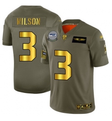 Seahawks 3 Russell Wilson Camo Gold Men Stitched Football Limited 2019 Salute To Service Jersey