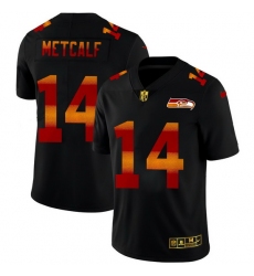 Seattle Seahawks 14 DK Metcalf Men Black Nike Red Orange Stripe Vapor Limited NFL Jersey