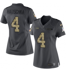 Nike Seahawks #4 Steven Hauschka Black Womens Stitched NFL Limited 2016 Salute to Service Jersey