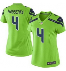 Nike Seahawks #4 Steven Hauschka Green Womens Stitched NFL Limited Rush Jersey