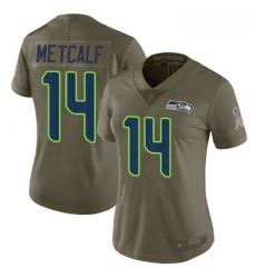 Seahawks #14 D K  Metcalf Olive Women Stitched Football Limited 2017 Salute to Service Jersey