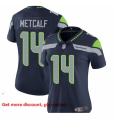 Seahawks 14 D K  Metcalf Steel Blue Team Color Women Stitched Football Vapor Untouchable Limited Jersey