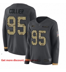 Seahawks 95 L J  Collier Anthracite Salute to Service Women Stitched Football Limited Therma Long Sleeve Jersey