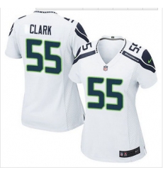 Women NEW Seattle Seahawks #55 Frank Clark White Stitched NFL Elite Jersey