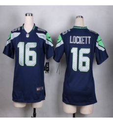 Women Nike Seahawks #16 Tyler Lockett Steel Blue Team Color Stitched NFL Elite Jersey