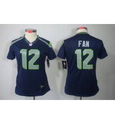 Women Nike Seattle Seahawks 12# Fan Blue Color NFL LIMITED Jerseys