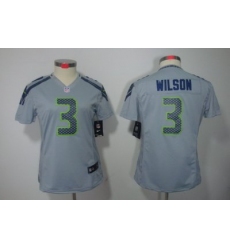 Women Nike Seattle Seahawks #3 Wilson Grey Color NFL LIMITED Jerseys