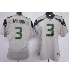 Women Nike Seattle Seahawks #3 Wilson Grey NFL Jerseys