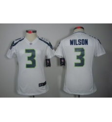 Women Nike Seattle Seahawks #3 Wilson White Color NFL LIMITED Jerseys