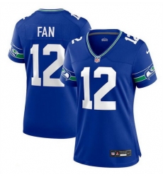 Women Seattle Seahawks 12th 12 Fan Royal Throwback Player Stitched Game Jersey  Run Small