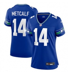 Women Seattle Seahawks 14 D K  Metcalf Royal Throwback Player Stitched Game Jersey  Run Small
