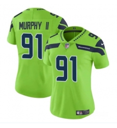 Women Seattle Seahawks 91 Byron Murphy II 2024 Draft Green Vapor Limited Stitched Football Jersey