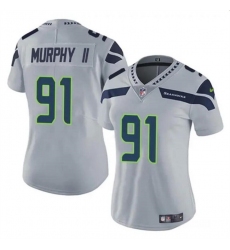 Women Seattle Seahawks 91 Byron Murphy II 2024 Draft Grey Vapor Limited Stitched Football Jersey
