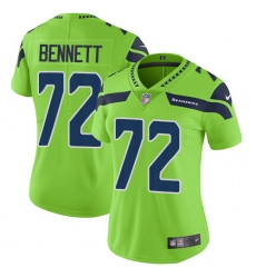 Womens Nike Seahawks #72 Michael Bennett Green  Stitched NFL Limited Rush Jersey