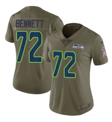 Womens Nike Seahawks #72 Michael Bennett Olive  Stitched NFL Limited 2017 Salute to Service Jersey