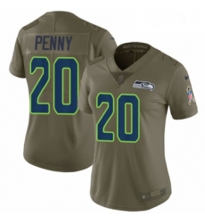 Womens Nike Seattle Seahawks 20 Rashaad Penny Limited Olive 2017 Salute to Service NFL Jersey