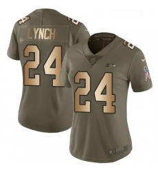 Womens Nike Seattle Seahawks 24 Marshawn Lynch Limited OliveGold 2017 Salute to Service NFL Jersey
