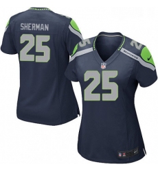 Womens Nike Seattle Seahawks 25 Richard Sherman Game Steel Blue Team Color NFL Jersey