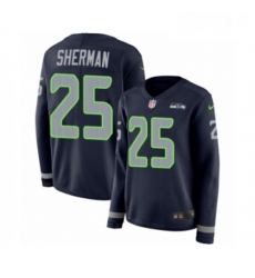 Womens Nike Seattle Seahawks 25 Richard Sherman Limited Navy Blue Therma Long Sleeve NFL Jersey